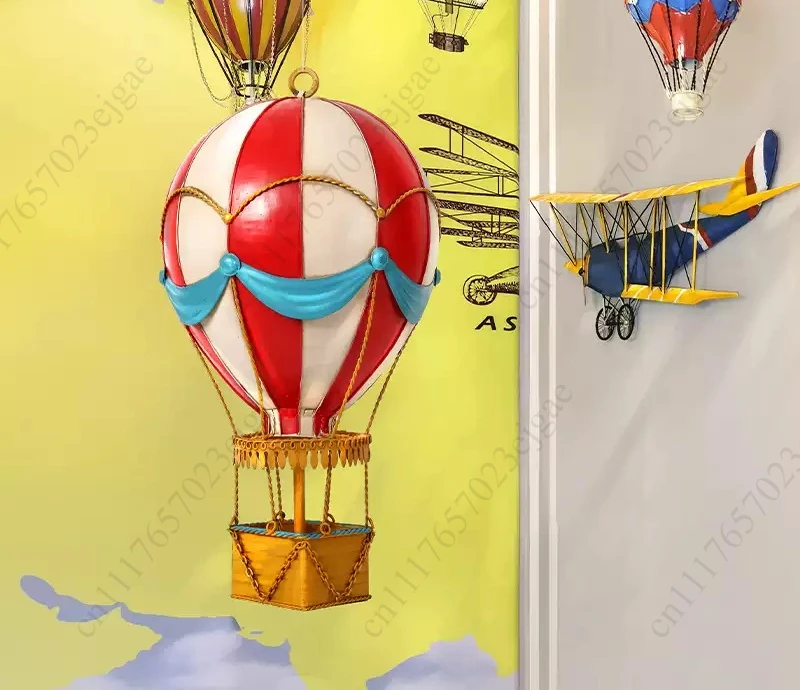Vintage forged iron hot air balloon model hotel store hanging accessories crafts home decoration