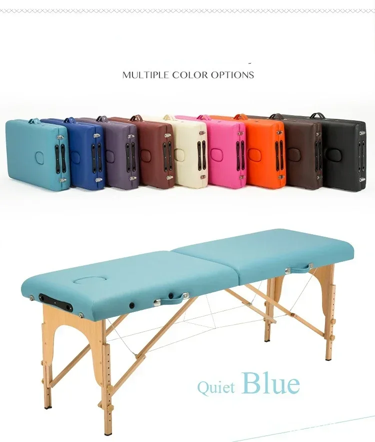 Cama profissional dobrável para salão de beleza, portátil, spa, massagem, dobrável com bolsa, móveis de salão de beleza, madeira 185x6 0/185x70cm