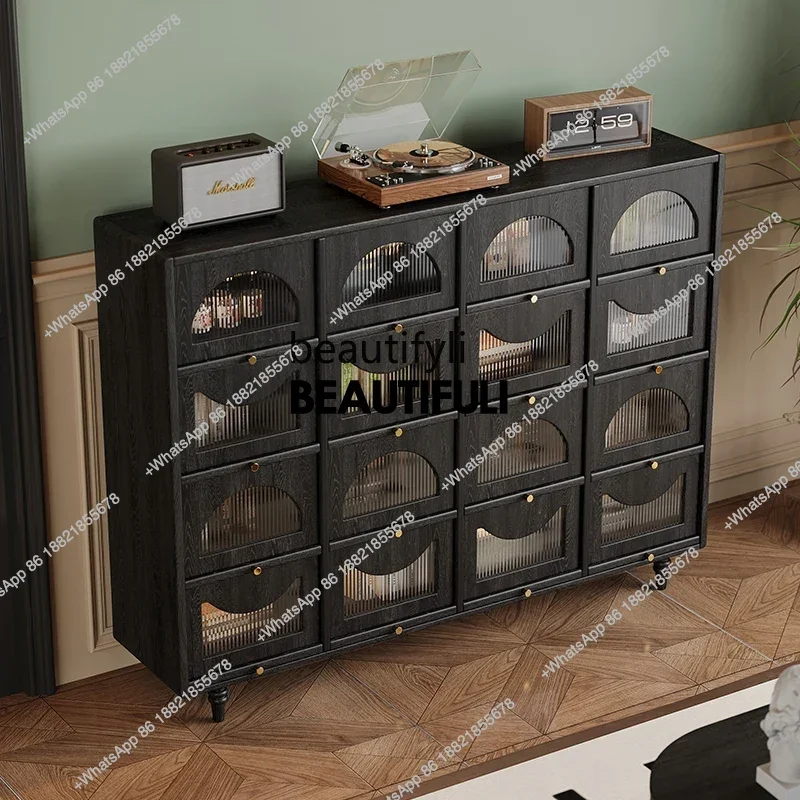 ss8350 French antique style living room storage locker tea cabinet wall integrated locker kitchen