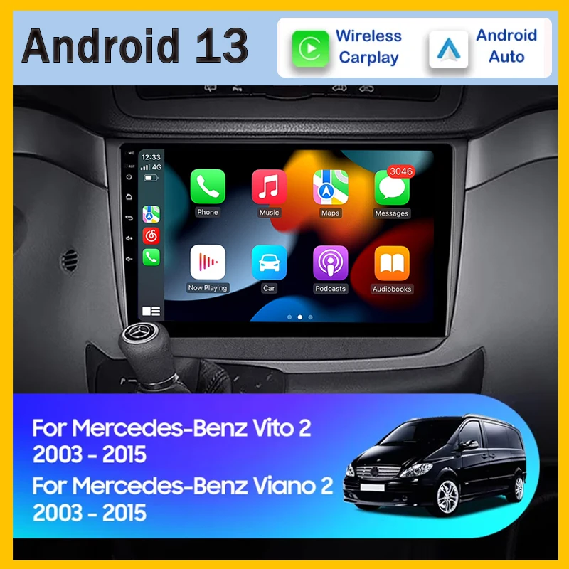 

Android13 для Mercedes - Benz Vito 2 W639 Viano 2 W639 2003 - 2015 Автомагнитола мультимедийный видеоплеер Android автонавигация GPS