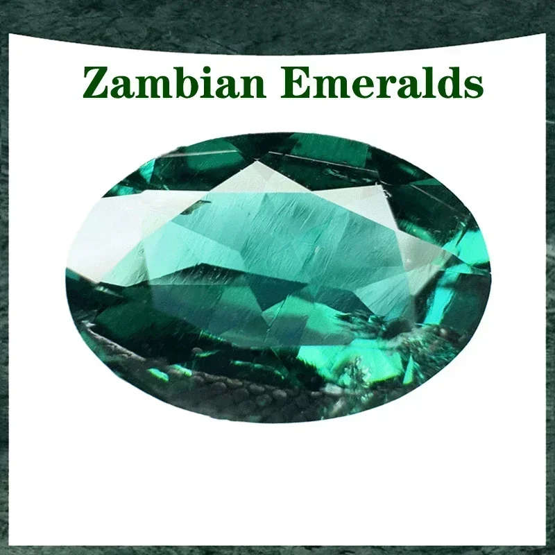 Top Lab Grown Zambian Emeralds Selectable AGL Certificate Hydrothermal Hand Cutting Oval Cut with Cracks Inclusions Inside