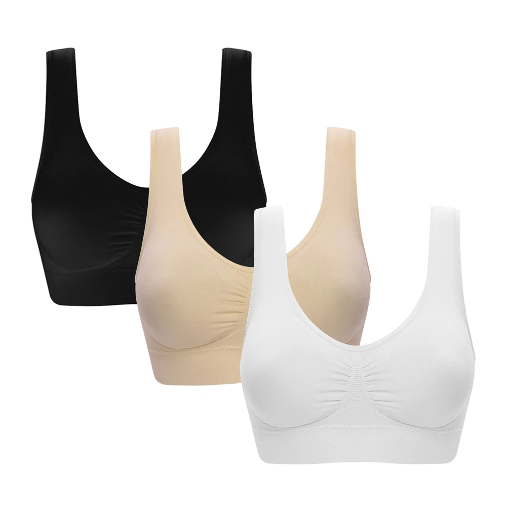 

3pcs Seamless Sports Bra for Women Wireless Breathable Large Size Bras Tops for Girl Yoga Fitness Underwear M-5XL Anti-sagging