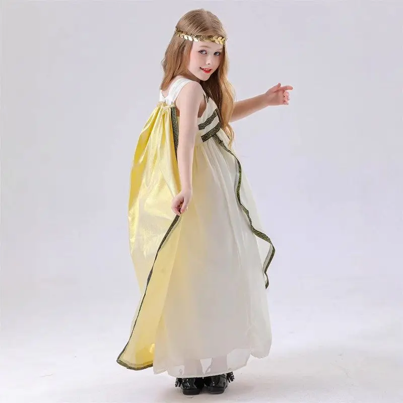 زي تنكري للهالوين على شكل إلهة قديمة للأطفال والكبار، زي للأداء المسرحي التقليدي والرقص