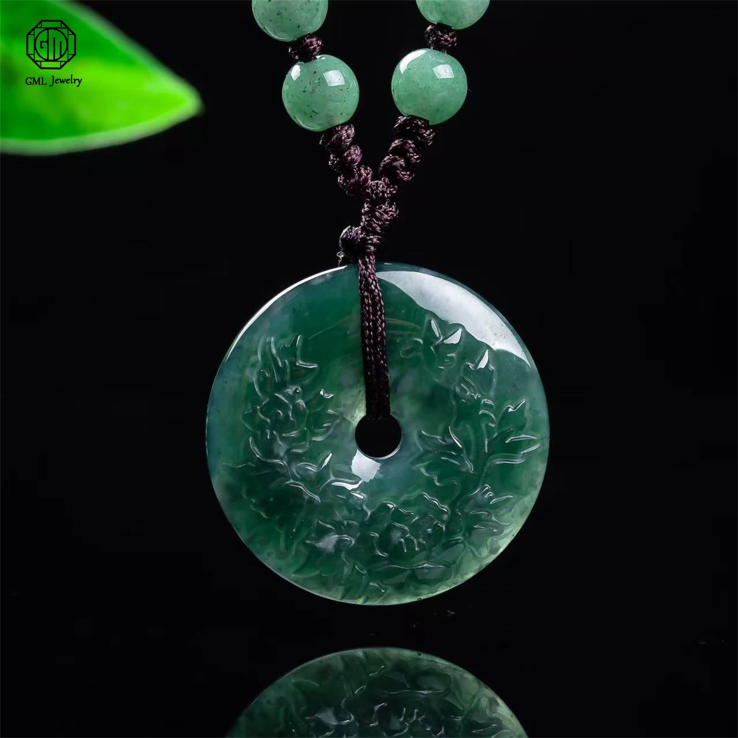 

Natural Grade A Jadeite Ice Peony Flower Peace Lock Pendant Blossoming Prosperity Unisex Gemstone Necklace Jewelry Gift