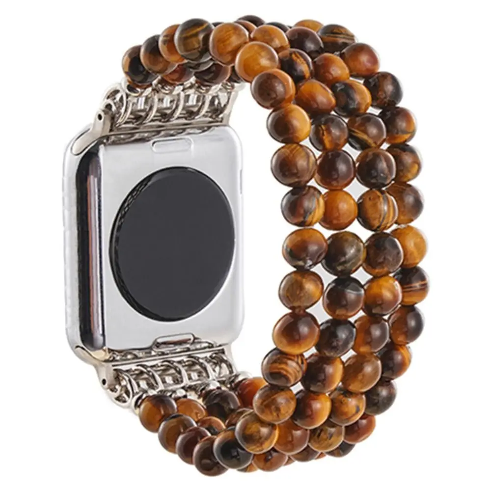 Beaded Watch Strap Trendy Stretchy Stones Watch Accessories Lovers Bracelet 38mm/49mm Wristwatch Band for Apple Watch