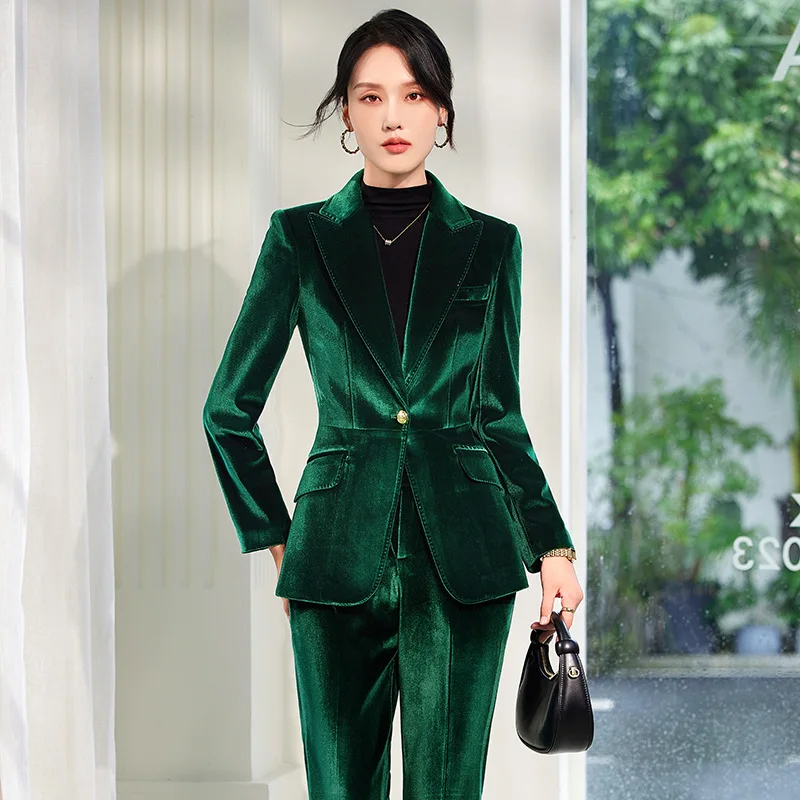 

High-End Pleuche Suit Suit Women2024Autumn and Winter New High-Grade Business Wear Fashionable Elegant and Capable Suit