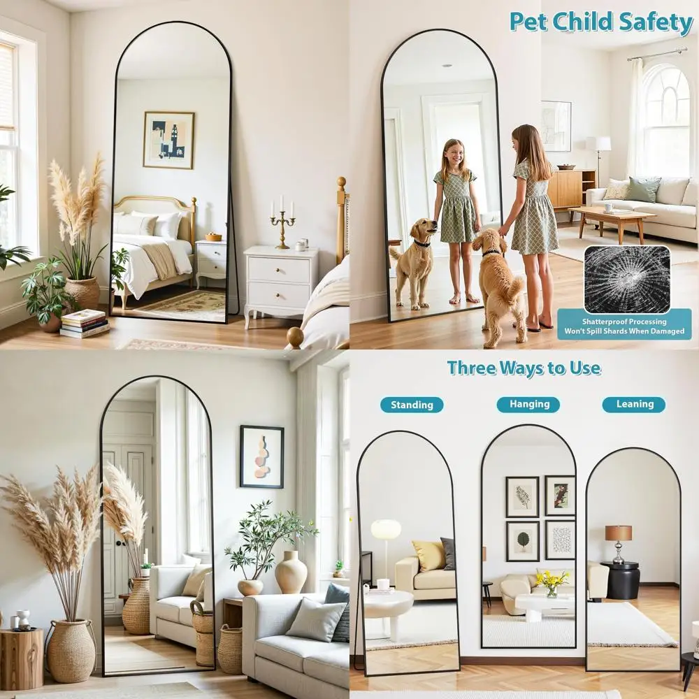 Oversized Freestanding Floor Mirror, 71x26 Full Body Standing Mirror with Hanging Mount for Home Decor