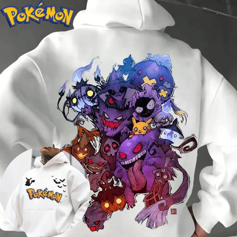 

2025 Хэллоуин Limited Pokémon аниме принт осень/зима новые толстовки для мужчин/женщин Y2K Harajuku большой размер повседневный трендовый свитер топ