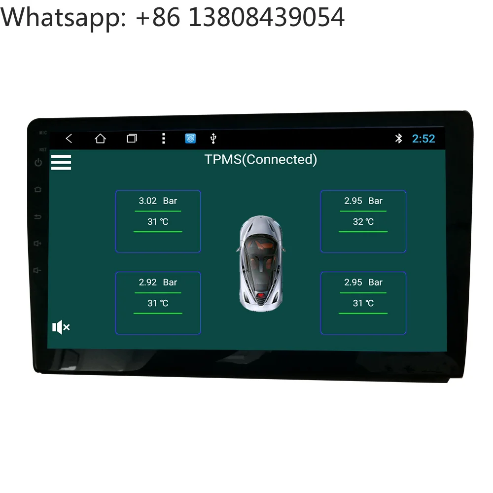 USB Android TPMS Tire Pressure Monitoring System with 4 Sensors 12V 433/315MHz Display & Alarm for Car Radio