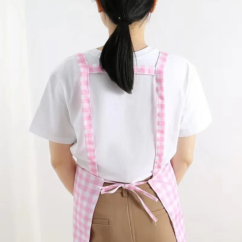 Cute Cartoon Plaid Kitchen Baby Cinnamon Pochacco Home Cleaning Fabric Large Thick Cooking Apron Waist Skirt Madam Cake Clothes