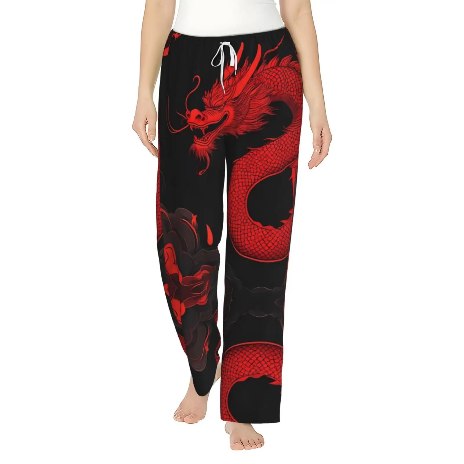 New Mythical Serpent Cloud 3D Print Unisex Straight Leg Loose Pants, Lightweight Trousers for Loungewear Party Casual Daily Wear