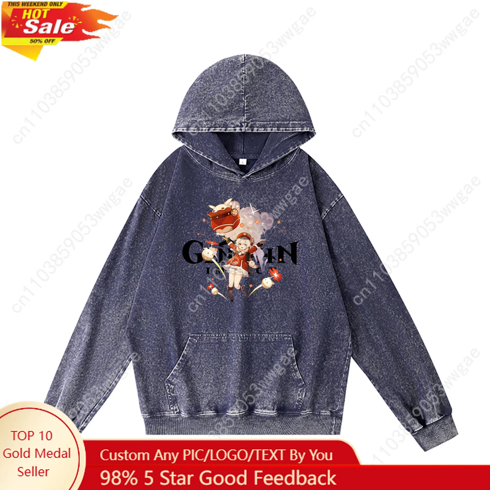 

Genshin Klee Hoodies Retro Hooded Sweatshirt Man Woman Teenager Vintage Pullover Sweatshirt With Pocket Oversized Customized Top