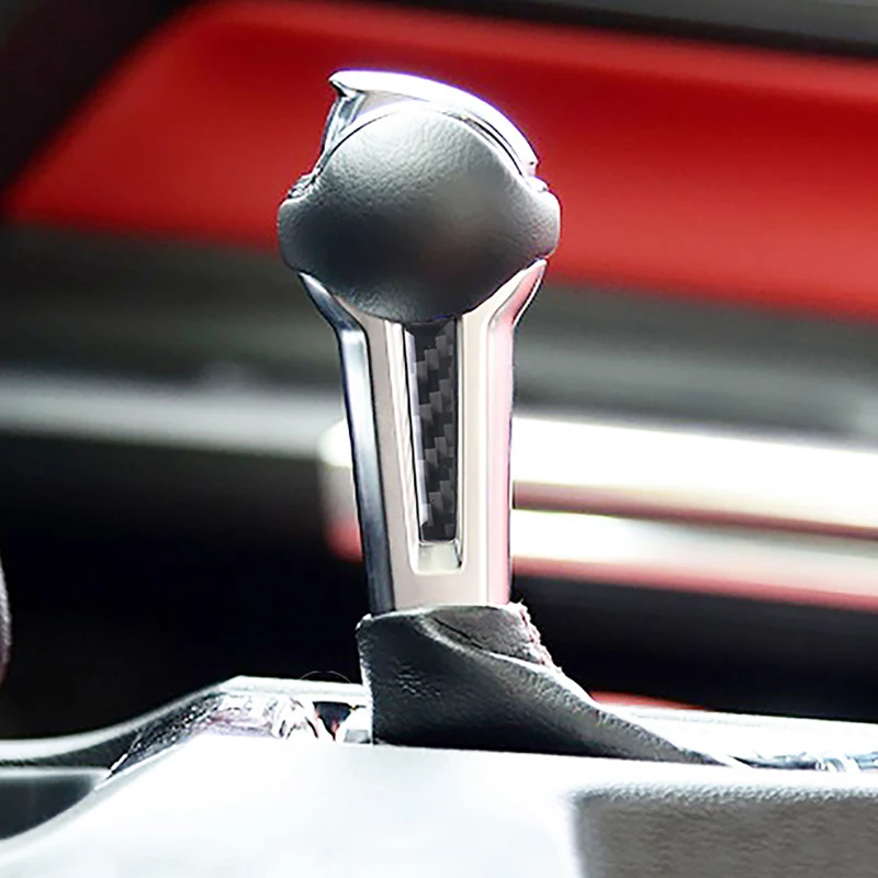For Ford Mustang GT 2015-2020 Accessories Carbon Fiber Interior Car Gear Lever Both Sides Trim Cover Trim Sticker Decal Decor