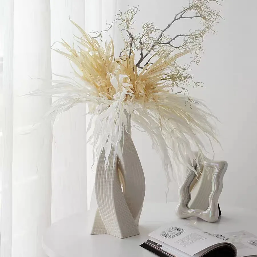 

Modern, abstract, white, ceramic, vase, living room, tabletop, twist, ornament