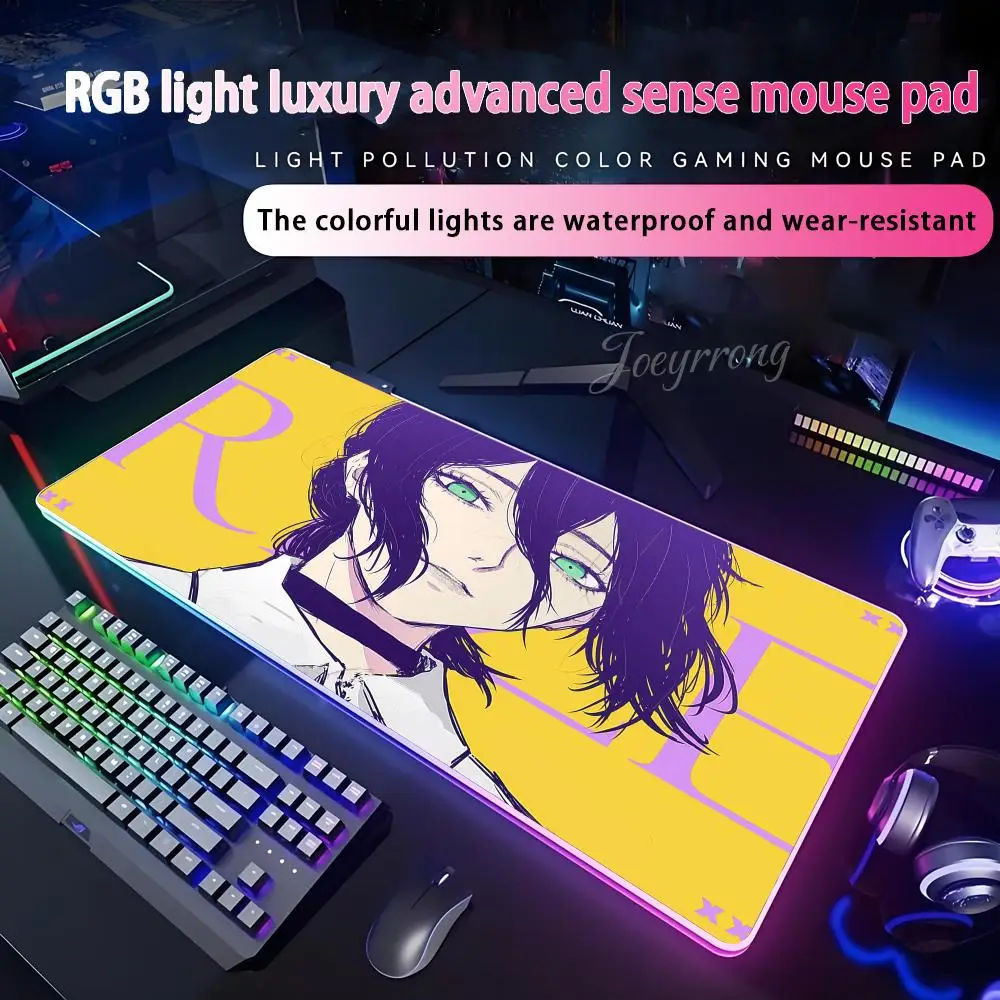 

Коврик для мыши Comic Chainsaw Man Reze Gamer для FPS eSports RGB, расширенная игровая клавиатура, светодиодные коврики, большие 1000x500 мм XXL Gamer