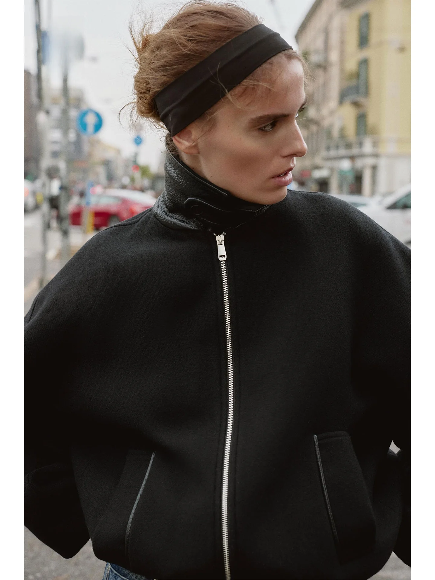 

Casual Loose Women's Pilot Jaet 2025 Winter Faion Contrast Color Collar Puffy Outerwear ort Zipper Sve Long Coat