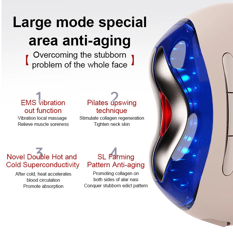 الاستخدام المنزلي جهاز تجميل الرقبة الوجه 3 ألوان Ems مكركرنت مصباح ليد العلاج الساخن والبارد الوجه الرقبة رفع مدلك #2
