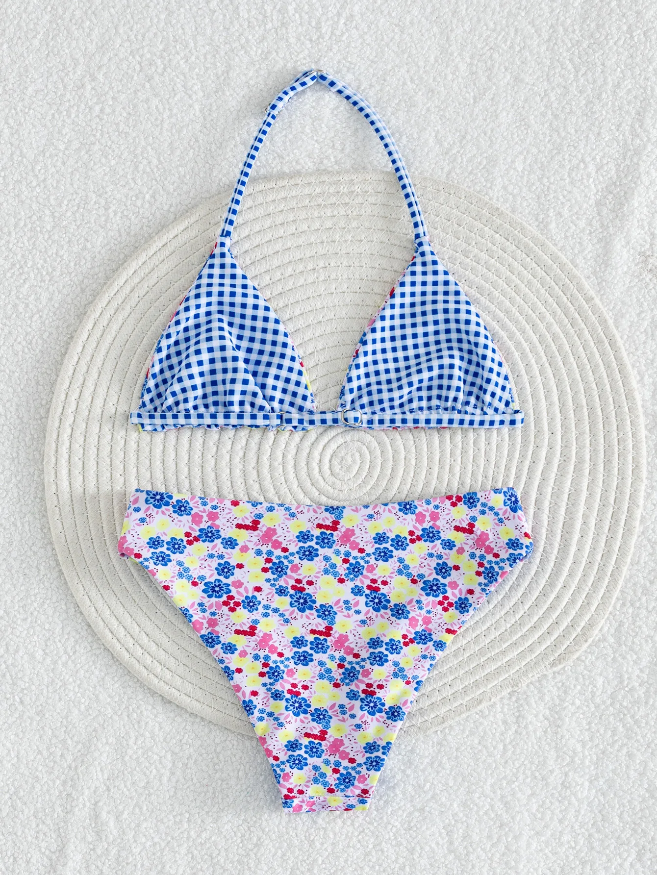 Girls Swimsuit Floral Two-Way Reversible Bikini Set Swimwear for Kids 2026 New Rash Guard Beachwear Beach Bathing Suit Upf 50 +