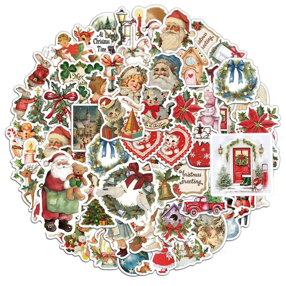 10/30/50 stuks creatieve romantische kerststickers vintage kunst graffiti stickers plakboek koffer telefoon leuke cartoon sticker cadeau