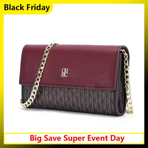 CH, exquisita artesanía, bolso cruzado para mujer, diseño ligero de lujo, bolso con cadena, elementos de letras, bolso de cadena para mujer bloqueado por Color