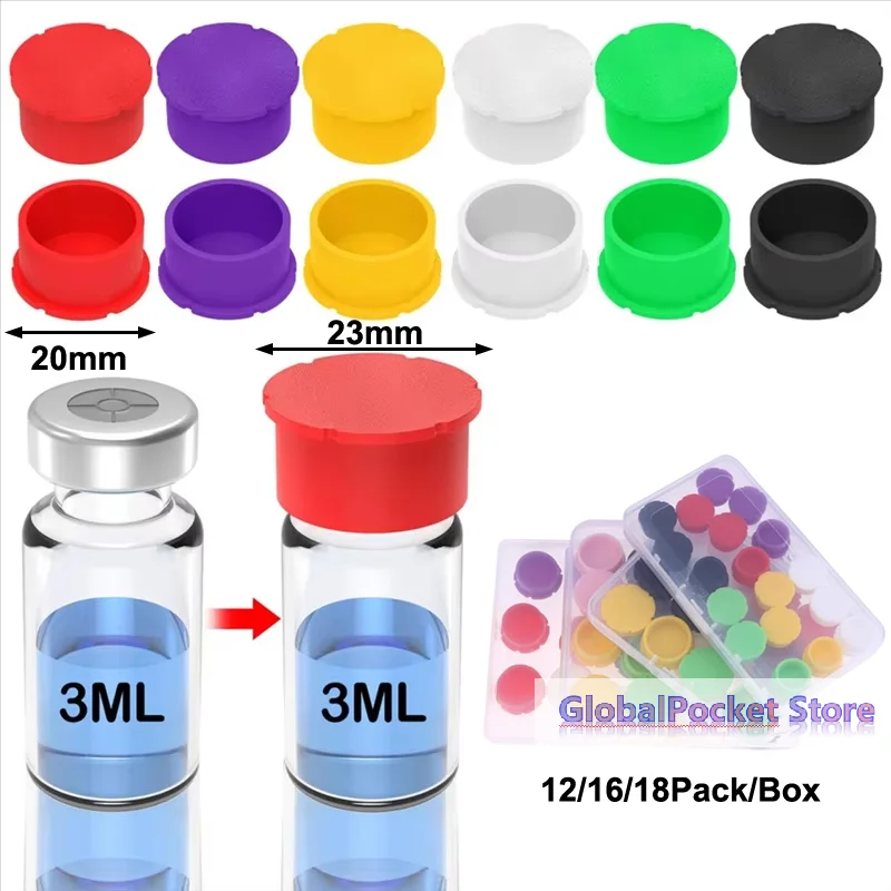 12/16/18 Pcs 3/5ML Glass Vials Protective Vial Caps For Insulin Bottles Leak-Proof Dust-Resistant Lids Cover For Flip Off Caps