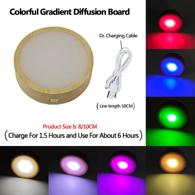 شحن لاسلكي خشب متين قاعدة مضيئة ضوء الليل اللمس LED كريستال زجاجة النبيذ خزان الأسماك كوستر قاعدة مصابيح مكتبية صغيرة