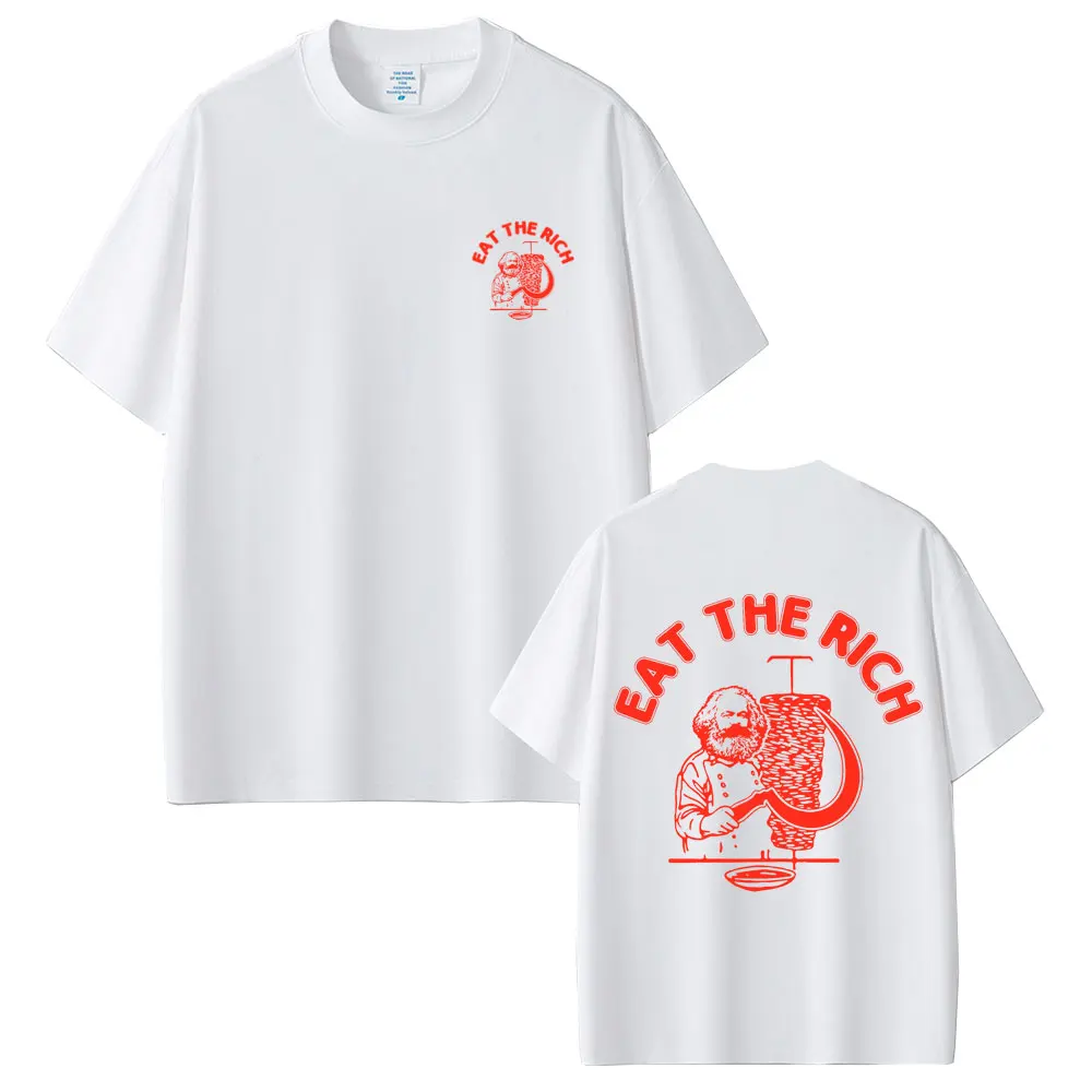 New Funny Men Women Casual Oversized Tshirt Eat The Rich Doner D%C3%B6ner Kebab Karl Marx Socialist Hasan Piker Graphic T-shirts - view 4