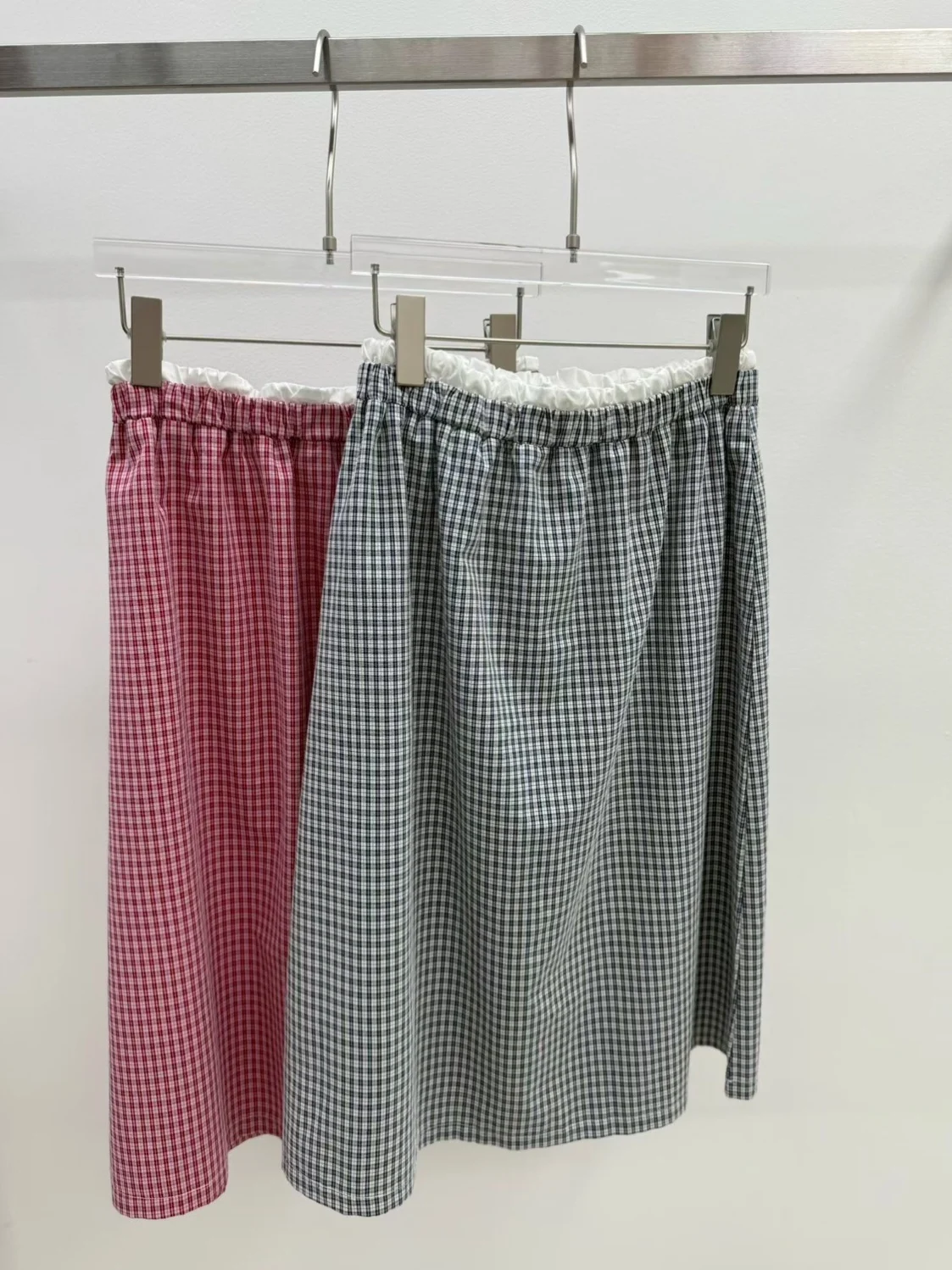 Casual Plaid  Skirt Women's Half-length Skirts Contrast Color Drawstring Loose Fit Elastic Waist Straight Cut Spring 2026