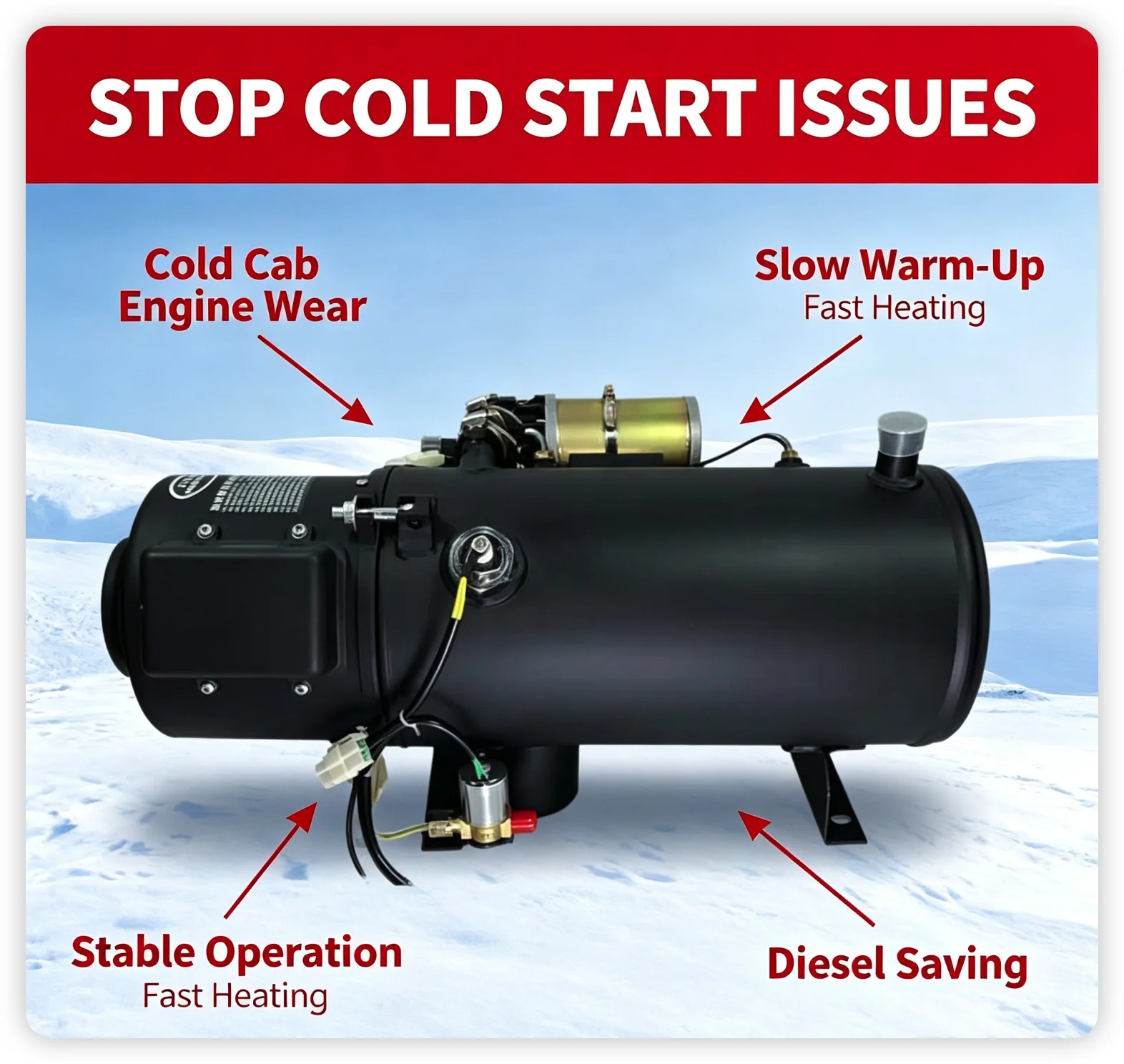 16KW Diesel Water Heater 12V/24V Engine Pre‑heater for Truck Bus Engineering Vehicle, Low Fuel Consumption