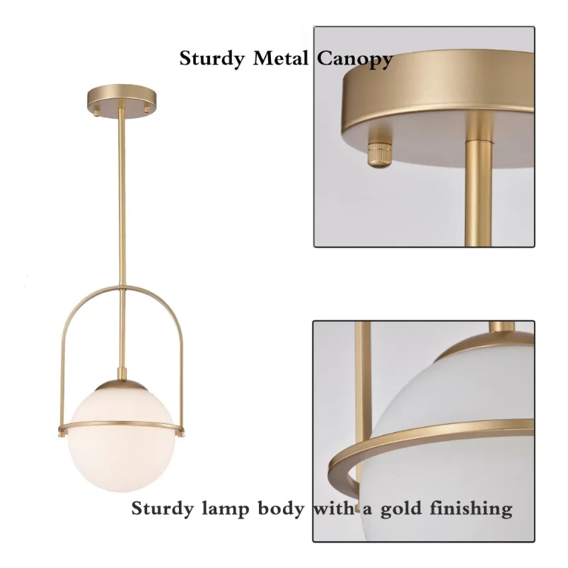 Golden Glass Ball Teto Lâmpada Pingente, Pendurado Luz, Kitchen Island, Jantar, Sala de estar, E27