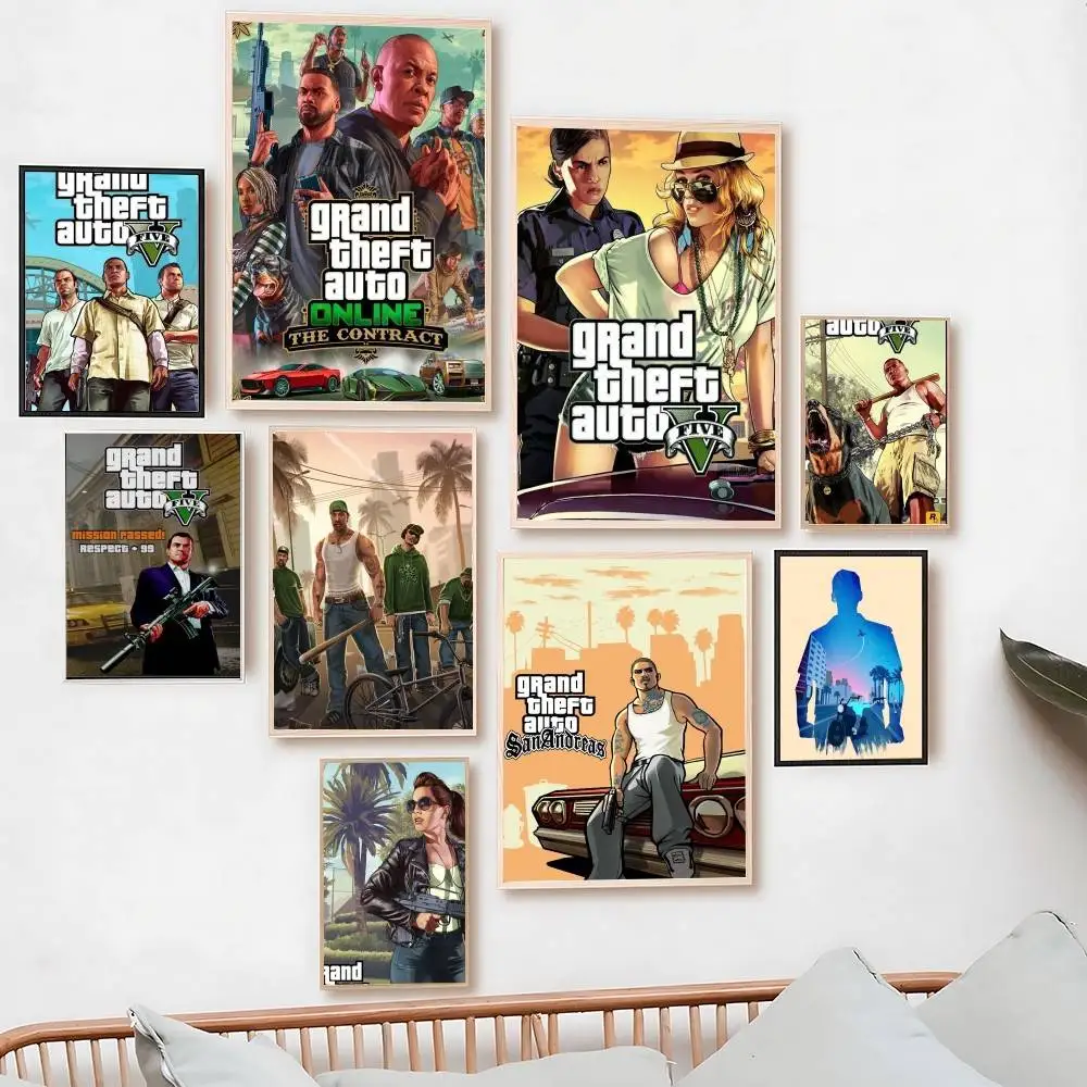 Grand Theft Auto Poster Print Canvas Pictures Home For Living Room And Bedroom Wall Modern Decor Frameless Painting