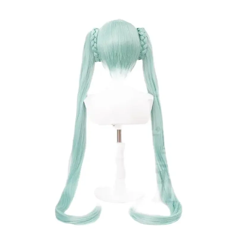 

qq34Anime Miku Cos 110CM Double Ponytail Green Heat Resistant Synthetic Hatsune Hair Halloween Party Cosplay Wigs+wig Cap