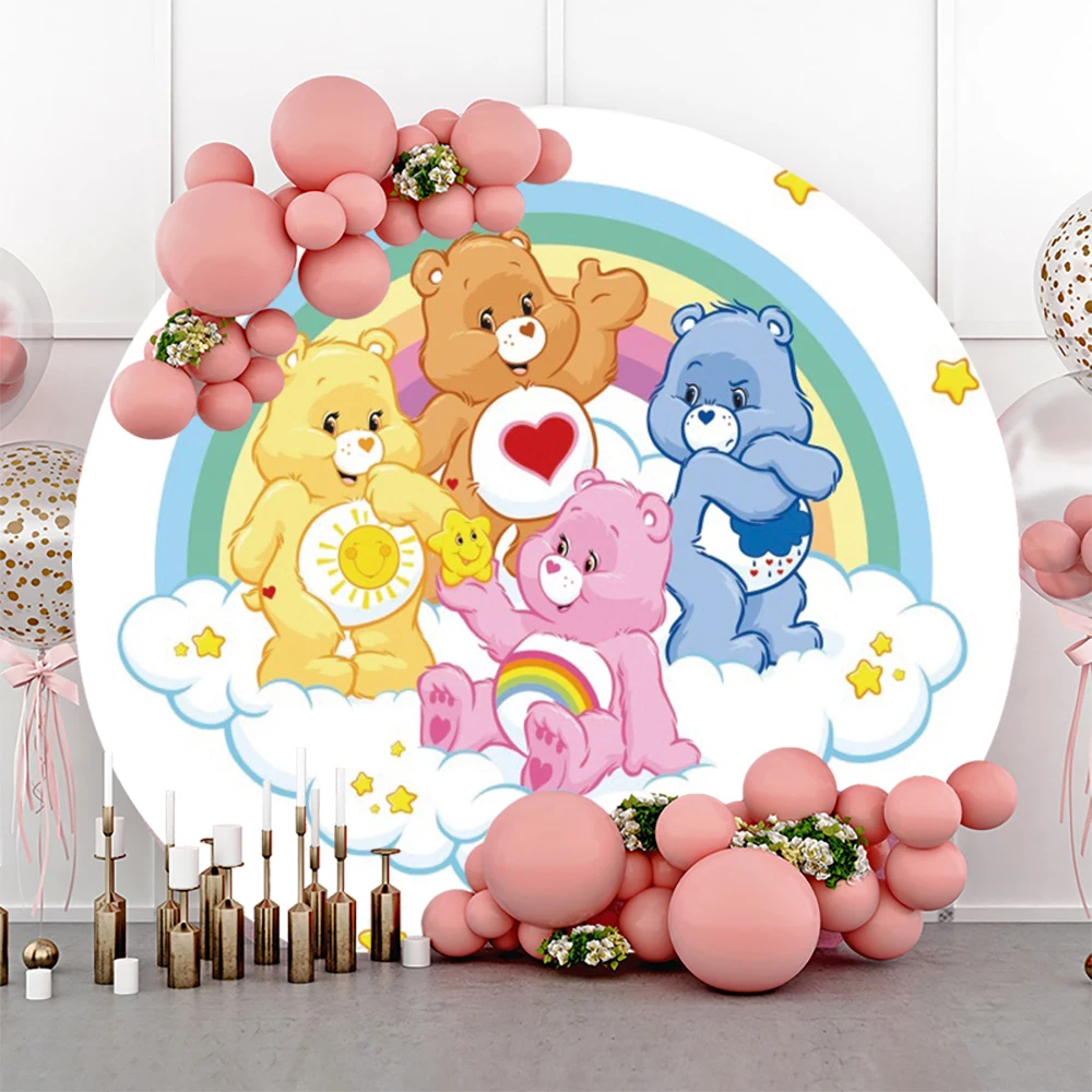 Miniso CareBears Elastic Circle Backdrop Photography Photo Background Props Baby Shower Birthday Party Decoration Photozone