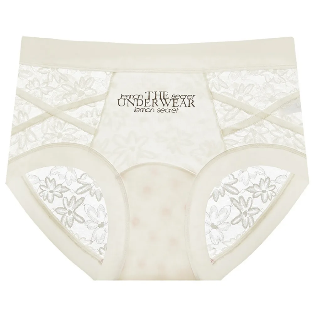 

Breathable French Style Lace Briefs Mesh Transparent Satin Silk Panties Low Waist Patchwork Lace Underwear Women Summer