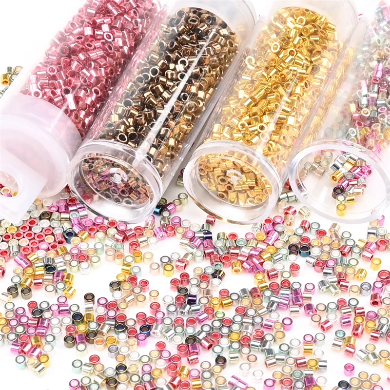 2.0mm Gold Colour Small Seed Beads Glass Bohemia Style Metallic Seedbeads For DIY Handmade Jewelry Making 1200Pcs/Tube