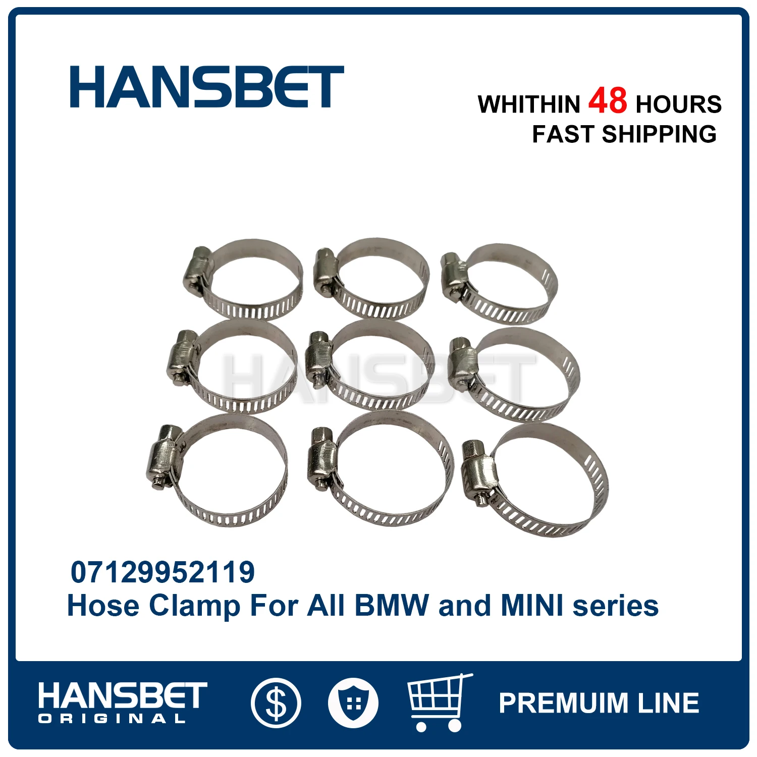 Engine Hose Clamp 07129952119 For BMW1-8 Series F20 E90 F30 E60 F10 G30 E65 F02 G11 G12 X1-X7 Z4 F25 G01E70 F15 MINI R56 HANSBET