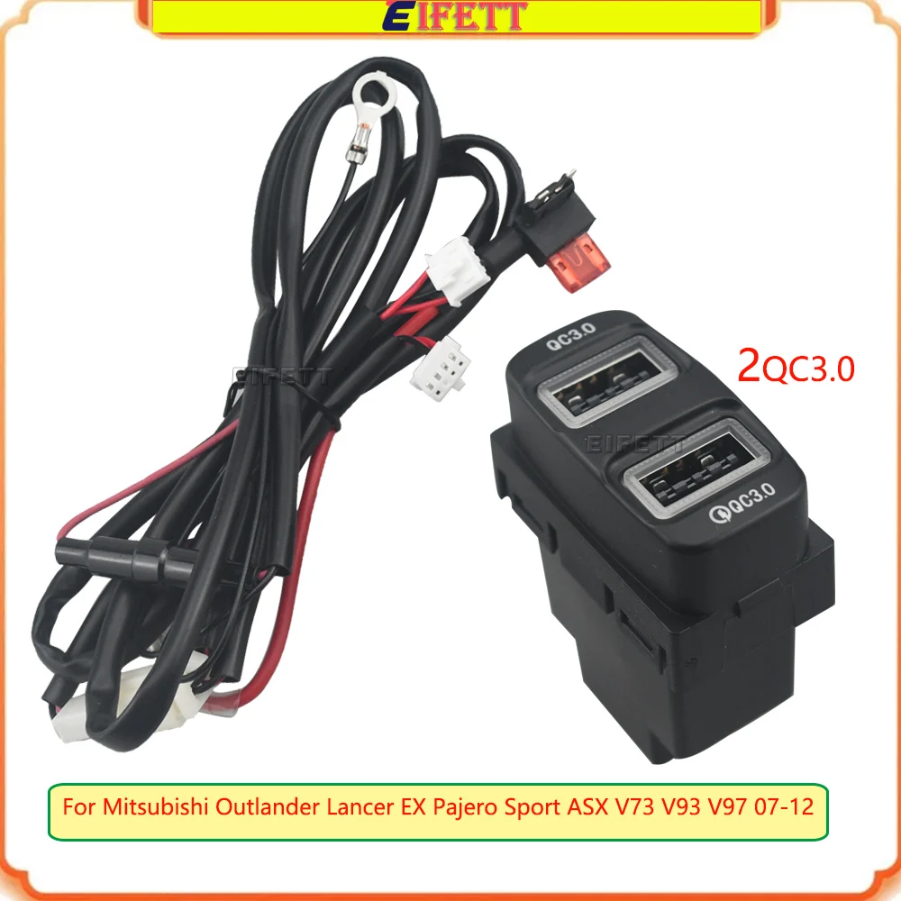 

Двойное USB-зарядное устройство QC3.0 для Mitsubishi Outlander, Lancer EX, Pajero Sport, ASX V73, V93, V97 (2007-2012)
