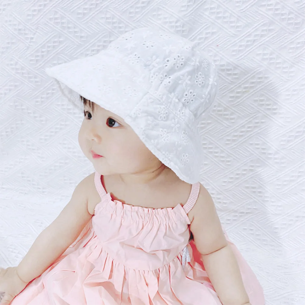 Baby Cotton Fisherman Hat Lace Design Breathable Sun Protection Cap For Newborn Summer Wear Foldable Headwrap Kids