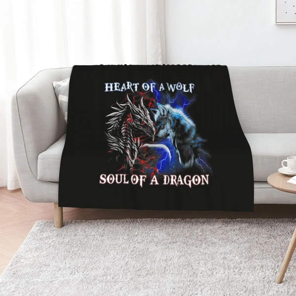 

Heart Of Wolf Soul Of A Dragon - Cool Dragon - Wolf Warrior Throw Blanket christmas decoration Warm Retros Furry Blankets