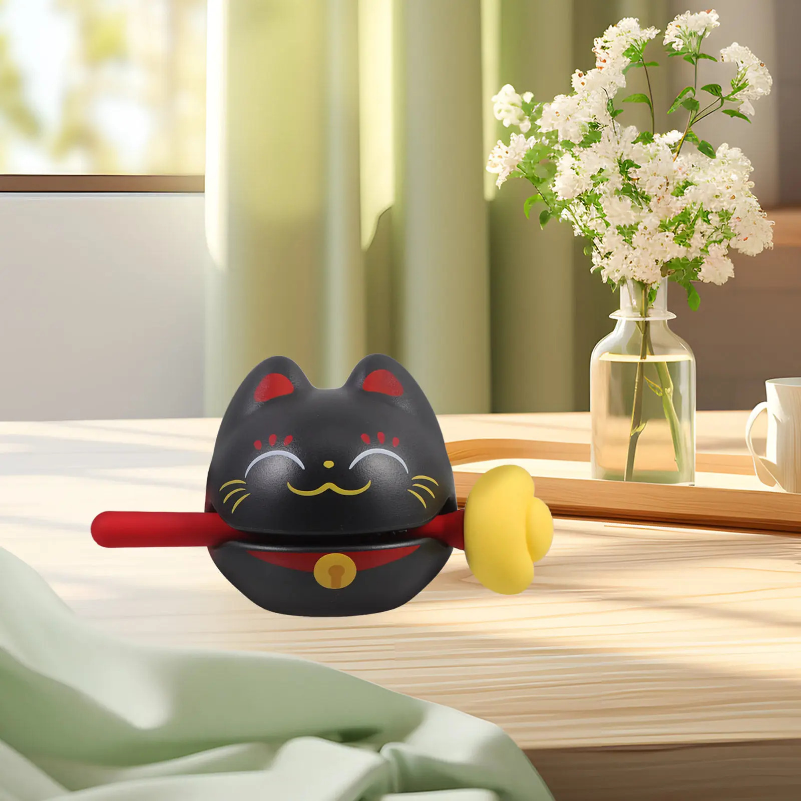

1Set Stress Relief Office Decompression Cartoon Cat Percussion Instrument Small Wood Rhythm Block Musical Instrument Relaxing
