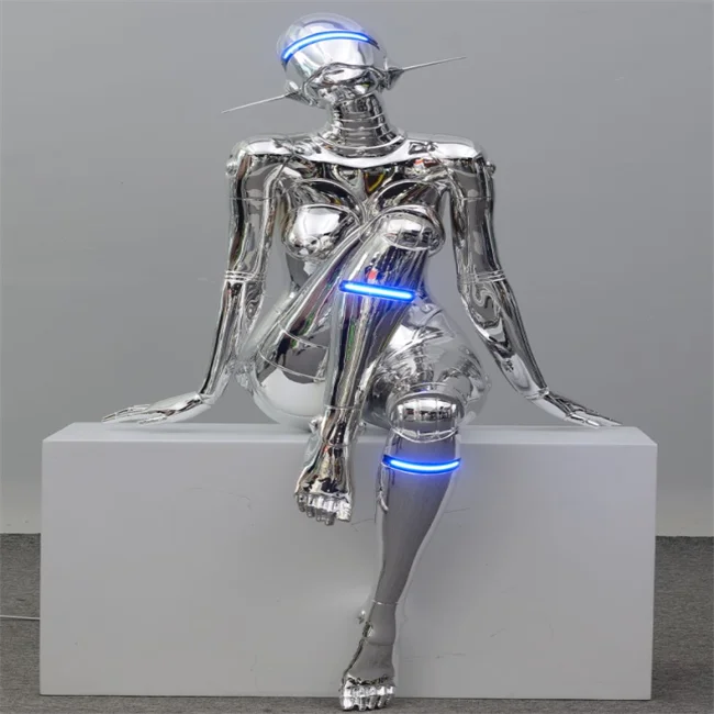 Postmodern Art Resin Glass Decorative Art Designer Floor Lamps Lady Sitting Human Sculpture Floor Lamp for Decor