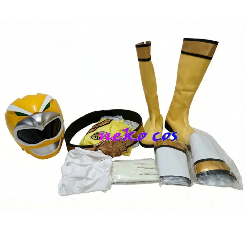 

nekocos Hyakujuu Sentai Gaoranger Cosplay Costume GaoYellow fullset belt shoes gloves helmet prop Bodysuits