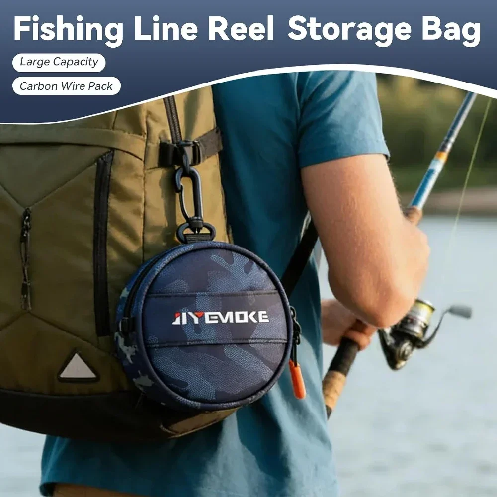 1/2/3Pcs Durable Oxford Fishing Line Spool Storage Bag, Waterproof Round Tackle Pouch with Scissors Holder, Clip-on Design Lure
