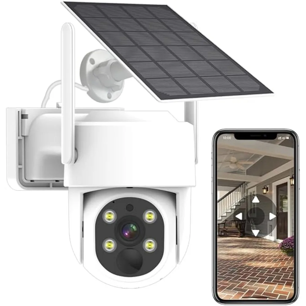 

PTZ-камера безопасности, беспроводная уличная камера с солнечной батареей, панорамировая наклонная камера безопасности 360, водонепроницаемая двусторонняя аудиосвязь, цветное ночное видение com