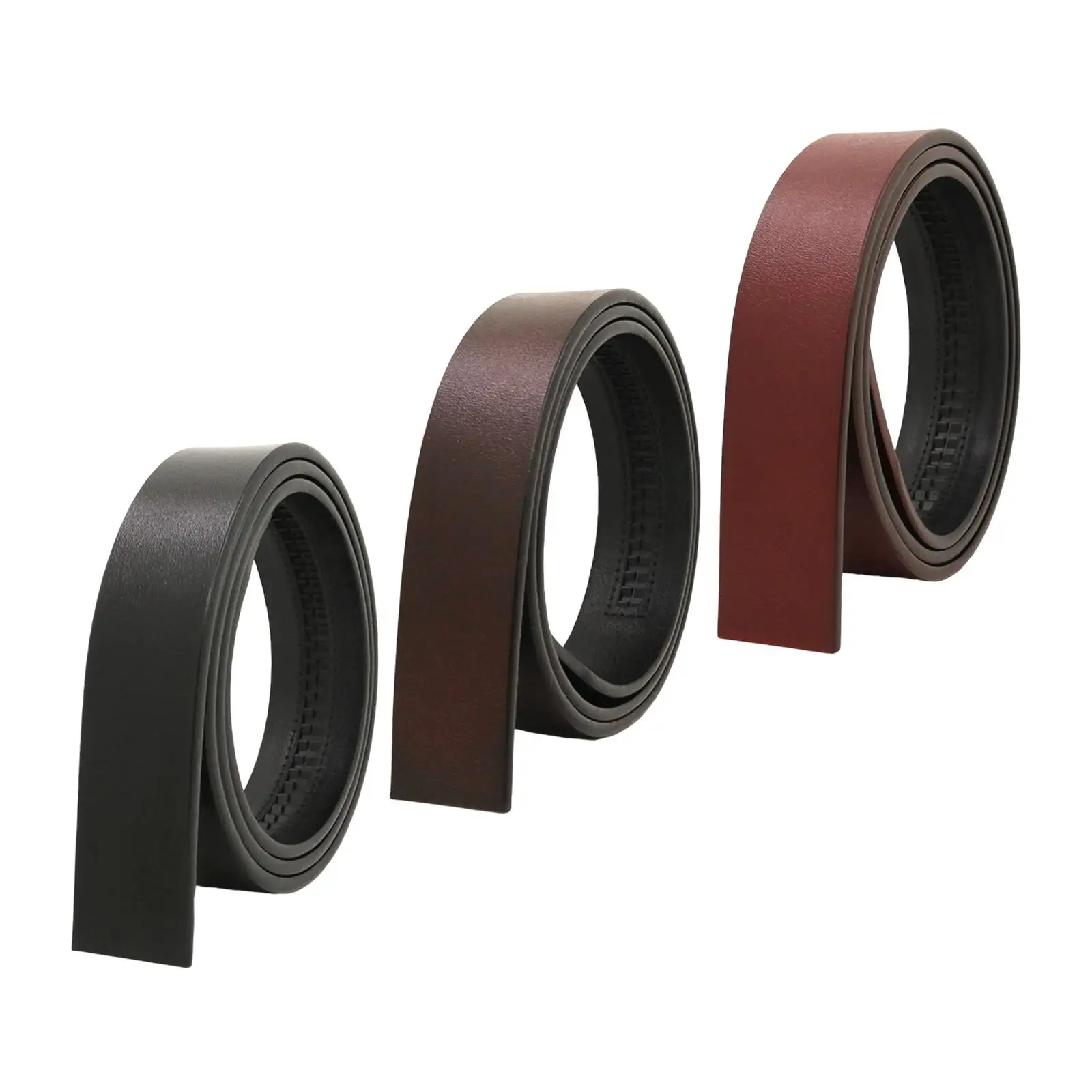 Replacement Free Buckle Dress Belt for Men No Hole Ratchet Waist Belt 3.5cm Wide PU Leather Business Belt Length