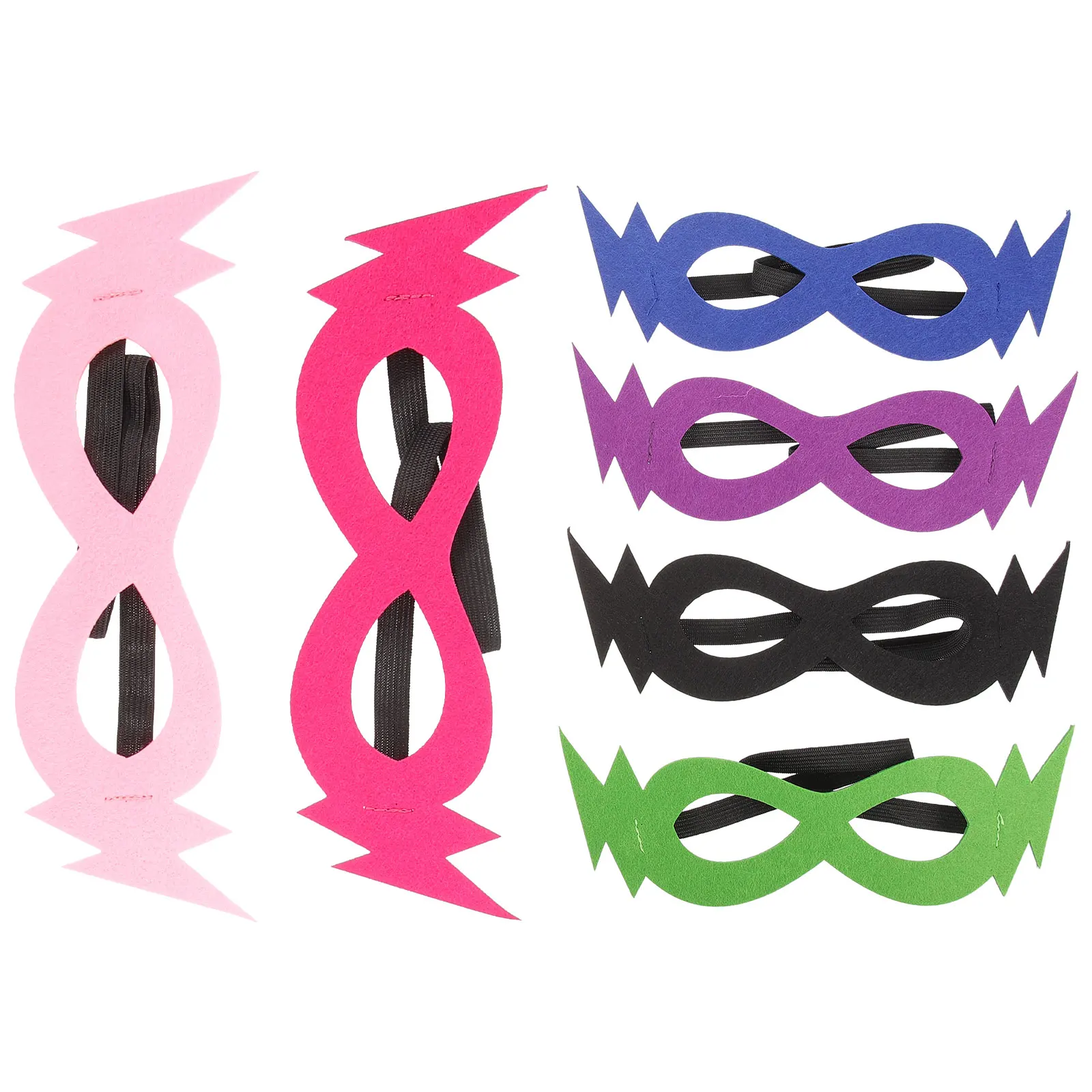 6pcs Eye Mask Set Soft Children Costume Party Masks Halloween Christmas Masquerade Superhero Blue Green Pink Purple Black Red