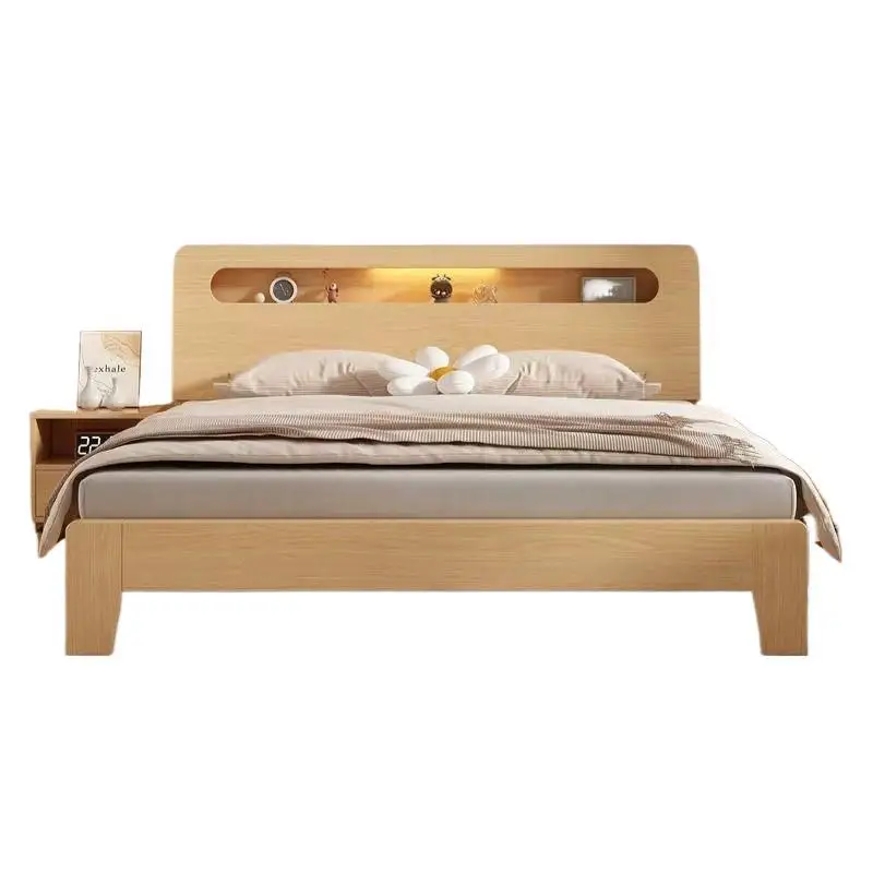 Solid wood bed 1.5m household bedroom 1.8m double bed 1.2m single bed