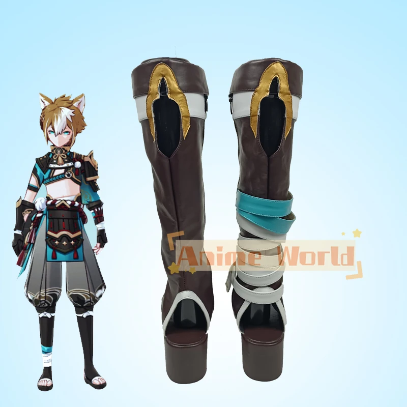 Game Genshin Impact Gorou Cosplay Schoenen Hoge Laarzen Cosplay Gorou Zwarte Schoenen Dames en Heren Cosplay Halloween Schoenen