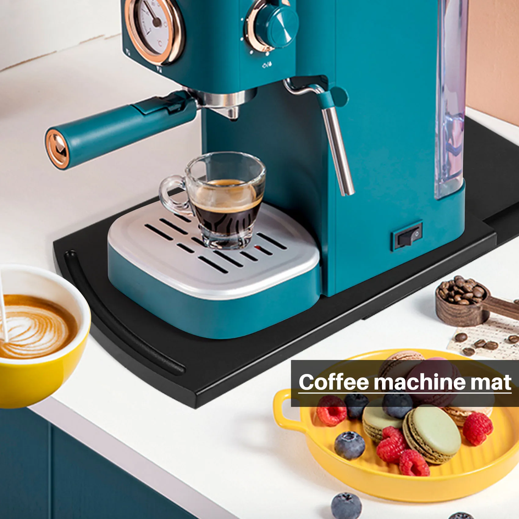 High-end Kitchen Sink Sliding Coffee Tray Mat, Under-Cabinet Equipment Coffee Machine Toaster Countertop Storage Moving Slider-B