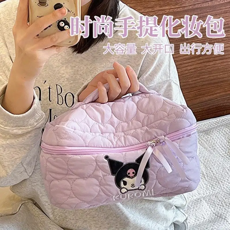 

Kuromi Girl Makeup Bag Large Capacity Portable Travel Cartoon Cosmetic Storage Bag Sanrio My Melody Kawaii Toiletries Bag